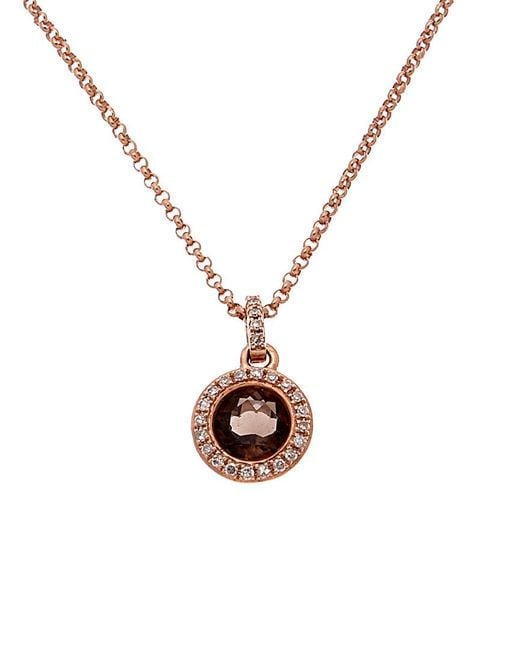 Diana M White Fine Jewelry 14k Rose Gold 0.66 Ct. Tw. Diamond & Topaz Necklace