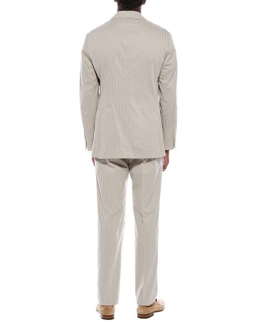 Brunello Cucinelli Natural 2Pc Silk-Blend Suit With Pleated Pant for men