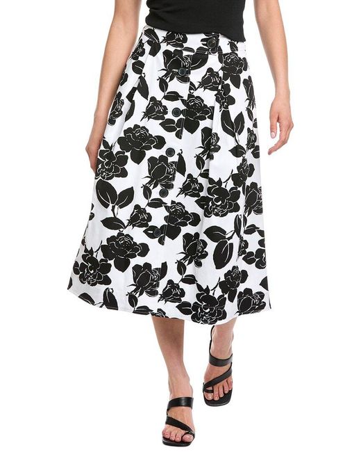 Carolina Herrera Black Floral Mid Skirt