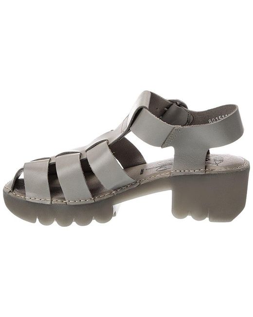 Fly London Gray Leather Sandal