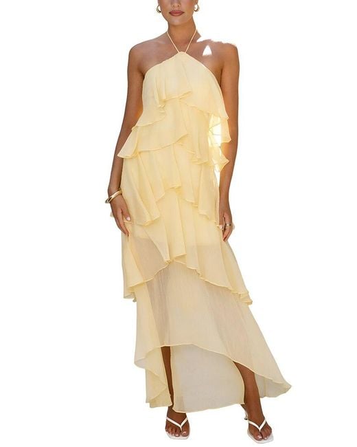 CAMILA BLANCO Natural Solid Maxi Dress