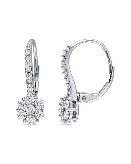 Rina Limor White 14K 1.00 Ct. Tw. Diamond Floral Earrings