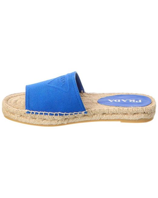 Prada Blue Logo Jute Slide