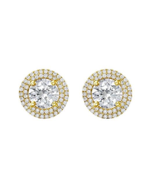 Diana M Metallic 14K 12.00 Ct. Tw. Lab-Grown Diamond Halo Earrings