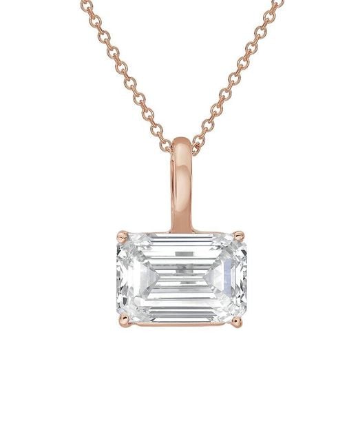 Diana M White Diana M. 14K Rose 15.00 Ct. Tw. Lab-Grown Diamond Solitaire Pendant