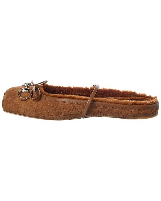 Gucci Brown Dnu Pack Horsebit Gg Suede Mule