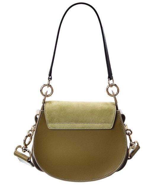 Chloé Metallic Tess Small Leather & Suede Shoulder Bag