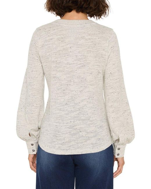 NIC+ZOE White Downtown Sparkle Nep Knit Top