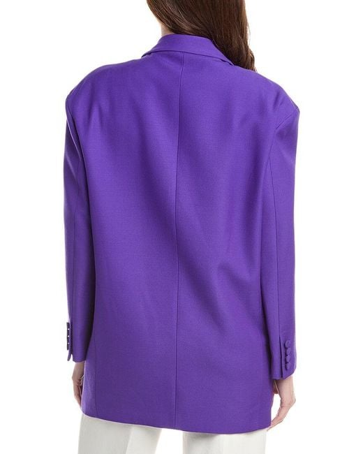 Valentino Purple Wool & Silk-Blend Over Jacket