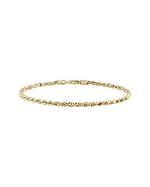 Italian Silver White 18K Over Rope Chain Bracelet
