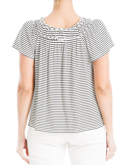 Max Studio Blue Cap Sleeve Stripe Top