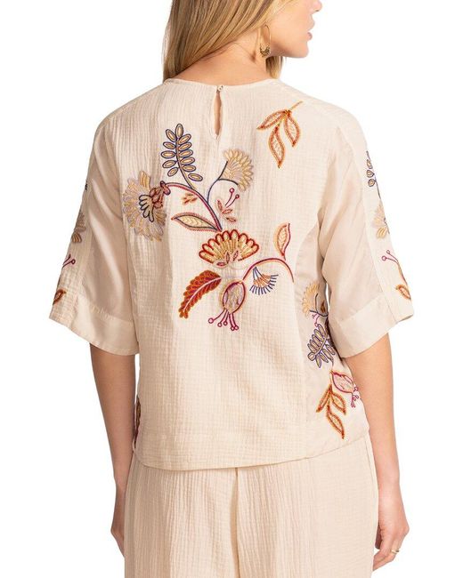 Johnny Was Natural Mixed Media Dolman Blouse