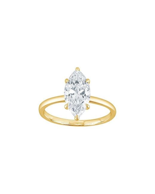 Lab Grown Diamonds Metallic 14K 2.00 Ct. Tw. Lab-Grown Diamond Hidden Halo Engagement Ring