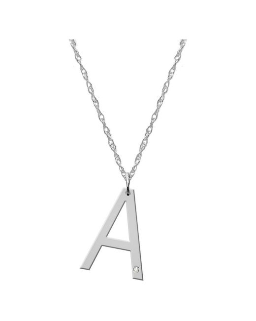 Jane Basch Metallic Silver Diamond Block 24in Initial Necklace (a-z)