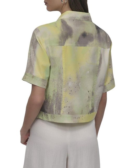 DKNY Gray Printed Camp Shirt
