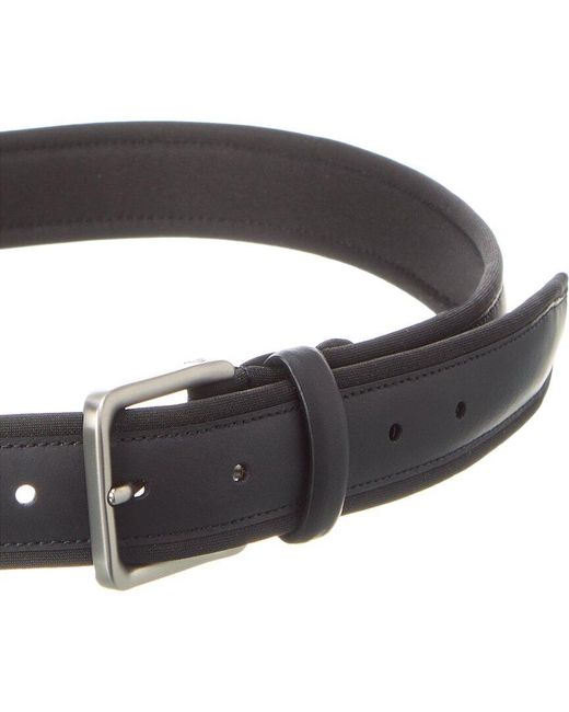 Tommy Bahama Black Cushion Back Rubberized Leather-trim Belt for men
