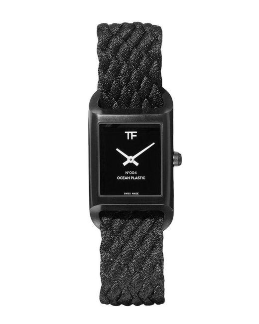 Tom Ford Black Unisex 004 Ocean Plastic Watch for men