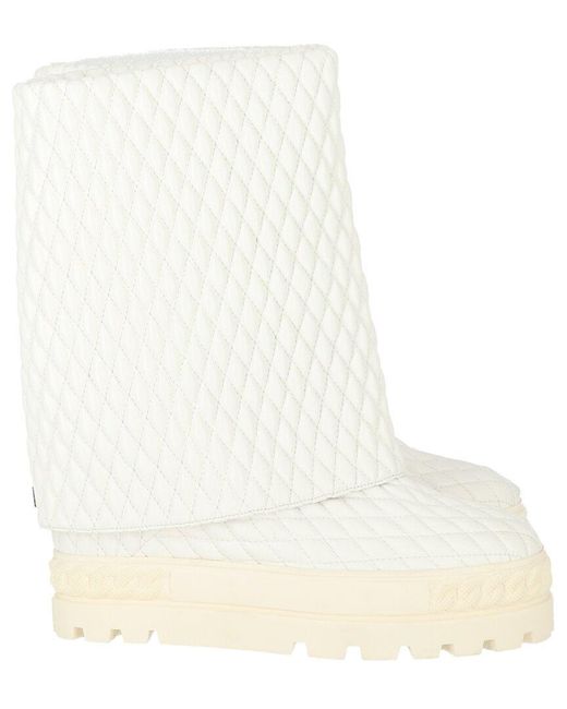 Casadei White Logo Leather Boot