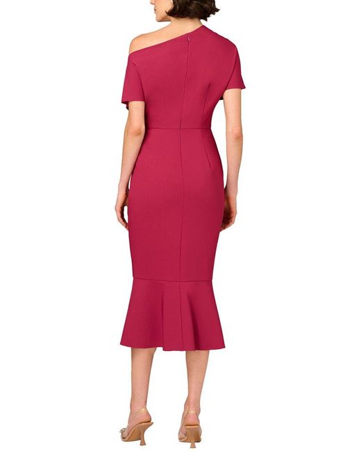 Aidan Mattox Red Solid Midi Dress