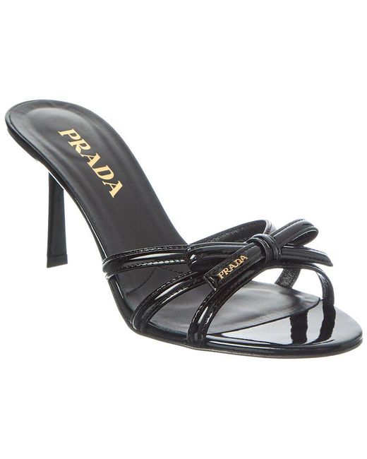 Prada Metallic Logo Leather Sandal