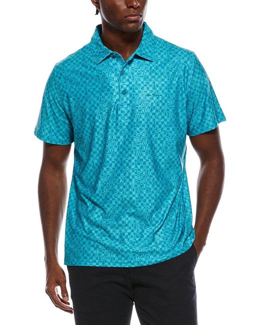 Ben Sherman Blue Twisted Checker Tech Jersey Sports Fit Polo Shirt for men
