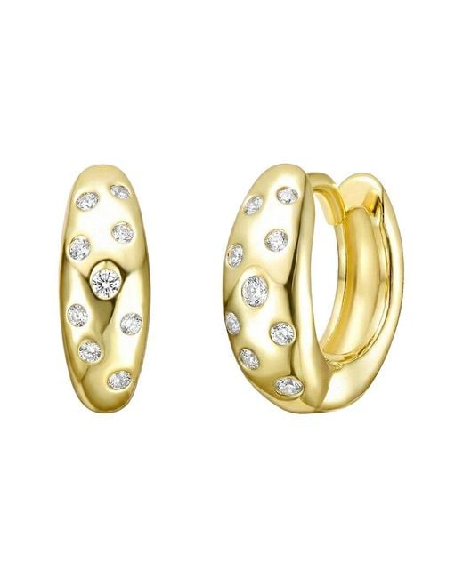 Genevive Jewelry Metallic Rachel Glauber 14K Plated Cz Hoop Earrings