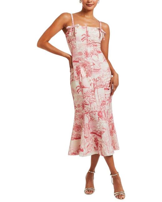 mestiza Pink Calista Fit-And-Flare Midi Dress