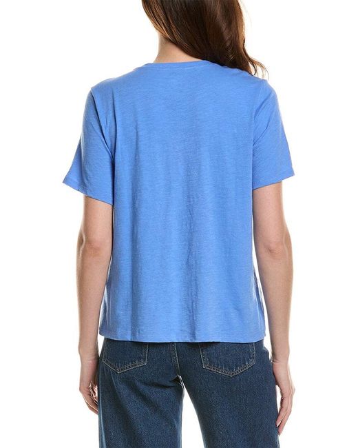 Eileen Fisher Blue V-Neck T-Shirt