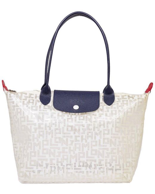 Longchamp Le Pliage Trans Small Nylon Shoulder Tote in White