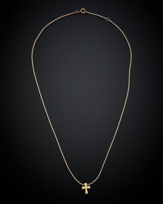 Italian Gold Black 14k Cross Pendant Necklace