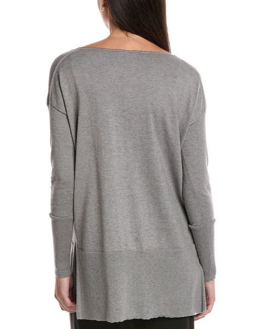 Lafayette 148 New York Gray Cashmere-Blend Sweater Tunic