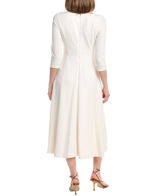 Anne Klein White A-Line Midi Crepe Dress