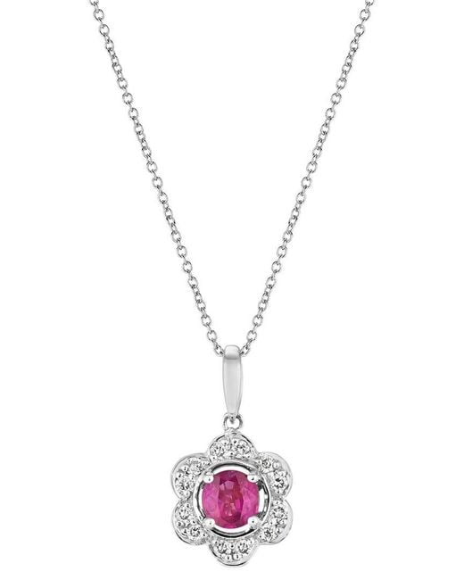 Le Vian Metallic Le Vian Center Stone 14K Diamond & Ruby Pendant Necklace