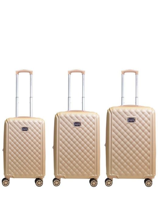 Adrienne Vittadini White Quilted Collection 3pc Hardcase Luggage Set