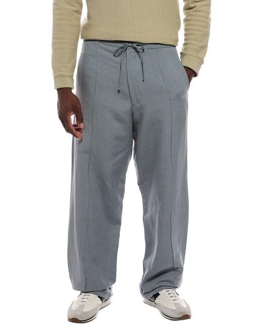 Canali Gray Linen & Silk-Blend Formal Pant for men