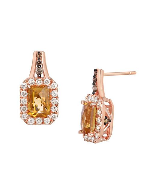 Le Vian Metallic Le Vian 14k Strawberry Gold 2.57 Ct. Tw. Diamond & Citrine Earrings