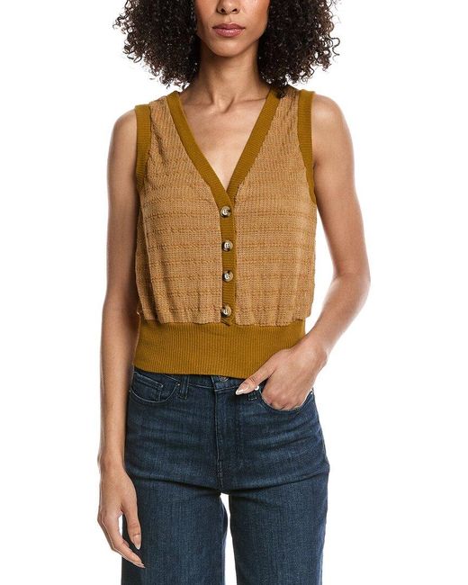 Project Social T Blue Ingrid Button Front Textured Tank Top