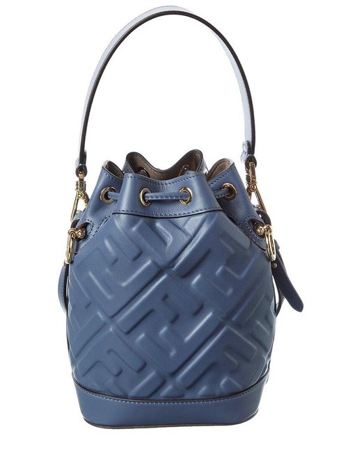 Fendi Blue Mon Tresor Mini Leather Bucket Bag