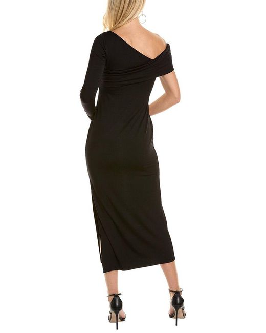 Krisa Black One-shoulder Midi Dress