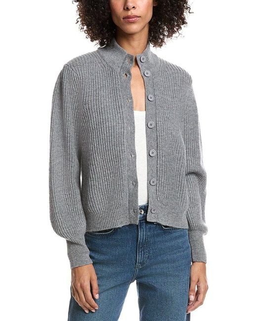 Forte Women's Gray Button Wool & Cashmere-Blend Cardigan