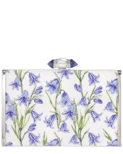 Judith Leiber Blue Tall Slender Rectangle Arabella Clutch
