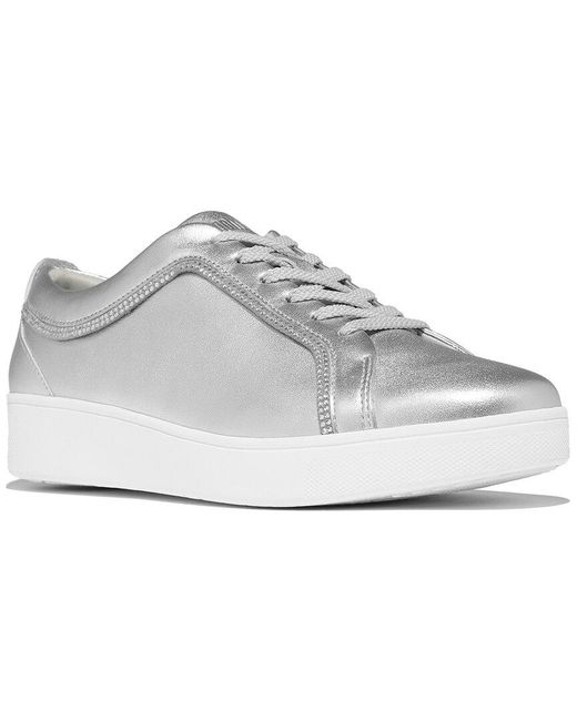 Fitflop Gray Rally Crystal-trim Leather Sneakers