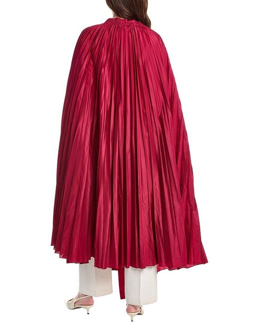 Valentino Red Pleated Silk-Blend Cape