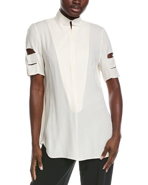 Akris White Silk Top