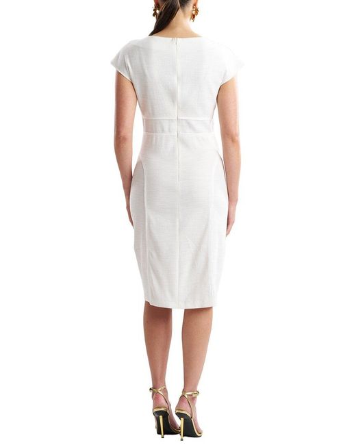 Natori White Stretch Basketweave Sheath Dress