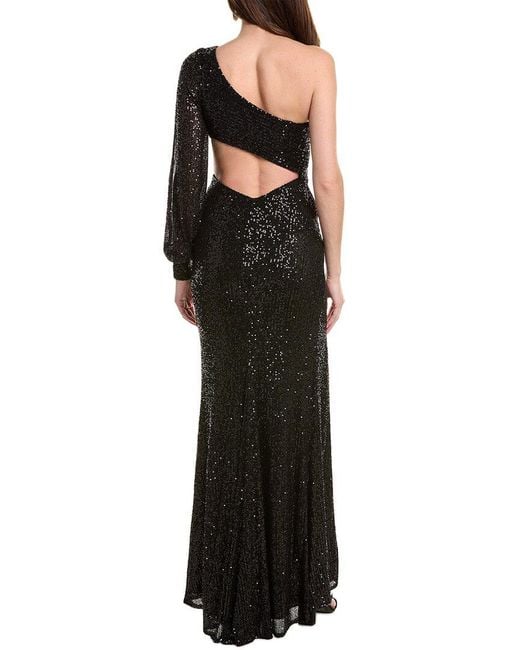 Jovani Black Sequin One-Shoulder Gown