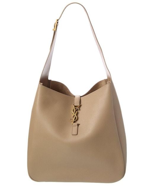 Saint Laurent Natural Le 5 Large Leather Hobo Bag