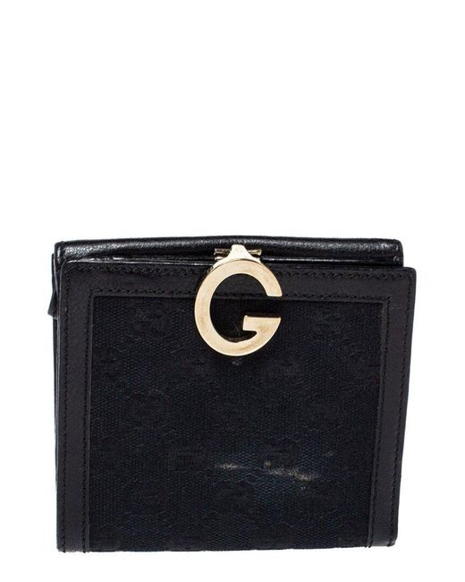 Gucci Black Gg Canvas & Leather French Compact Wallet (Authentic Pre-Owned)