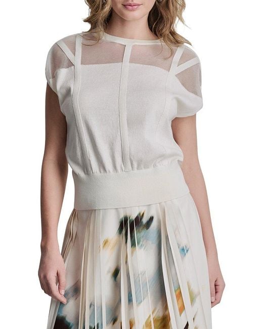 DKNY Gray Corset Seam Sweater