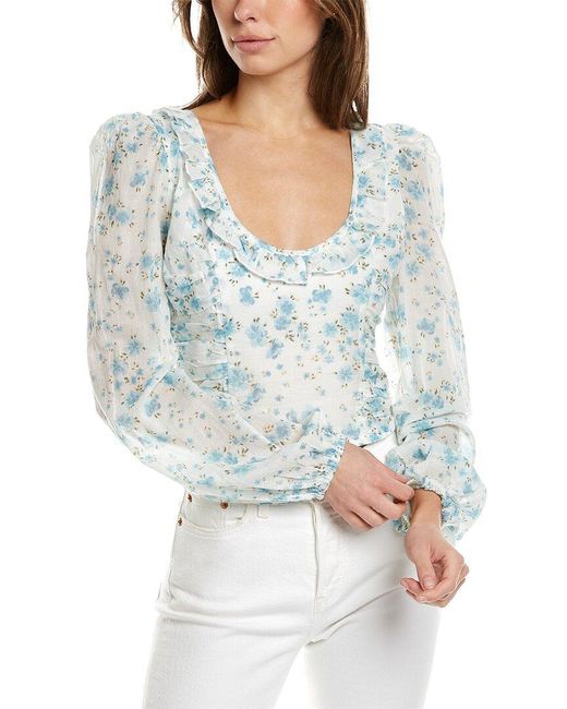 Free People Blue Another Life Printed Top